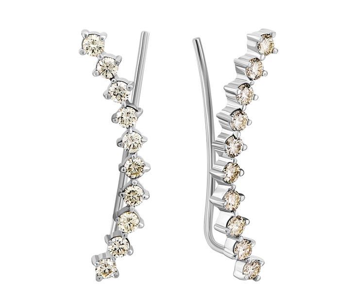 Бриллиантовые серьги-каффы из белого золота