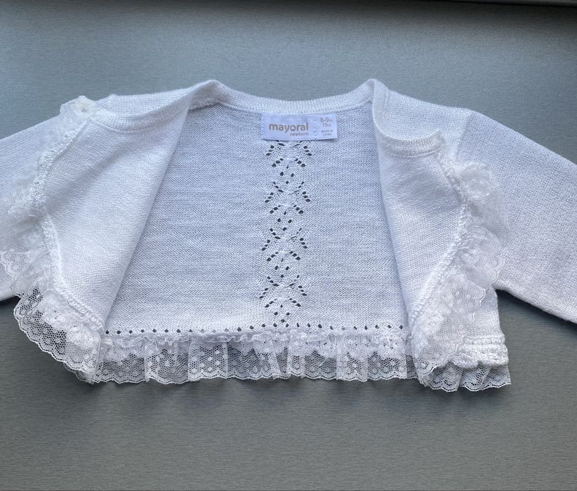 Плетено бебешко болеро с дантела “Mayoral” 75 см.