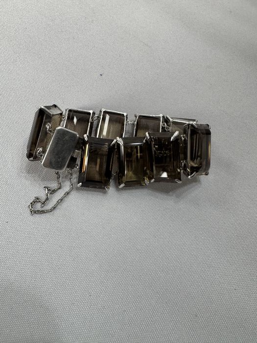 Bratara din argint si cuart fumuriu