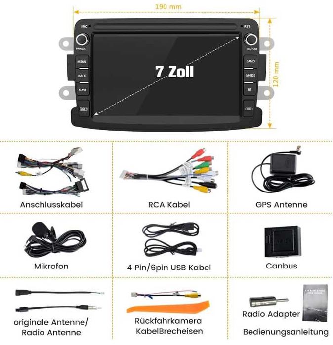 Junsun Android Автомобилна Мултимедия 7" - CarPlay, Android Auto, Bluetooth, WiFi