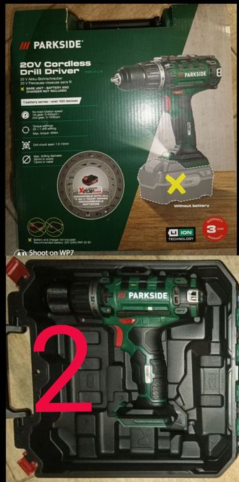 Parkside set filetanta bormasina 45Nm cu bateri 20V 2A incarcator 2,4A