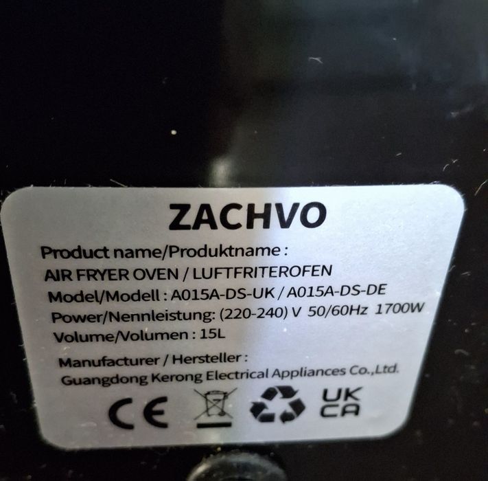 мултифункционална фурна с горещ въздух (air fryer oven) от марката Zachvo
