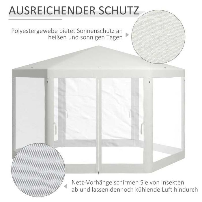 Градинска беседка Outsunny, шестоъгълна, 3,94x3,412x2,5м,