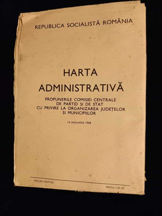 Harta administrativă 1968 Republica Socialistă România