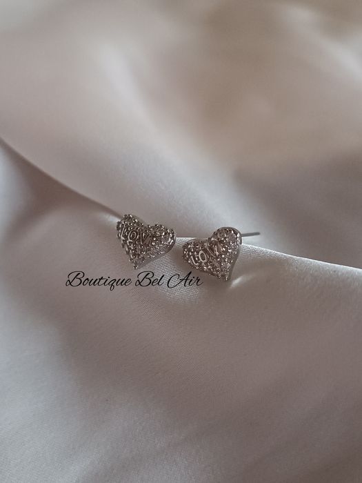 Комплект сребърно колие + обеци "Сърце", подарък за жена