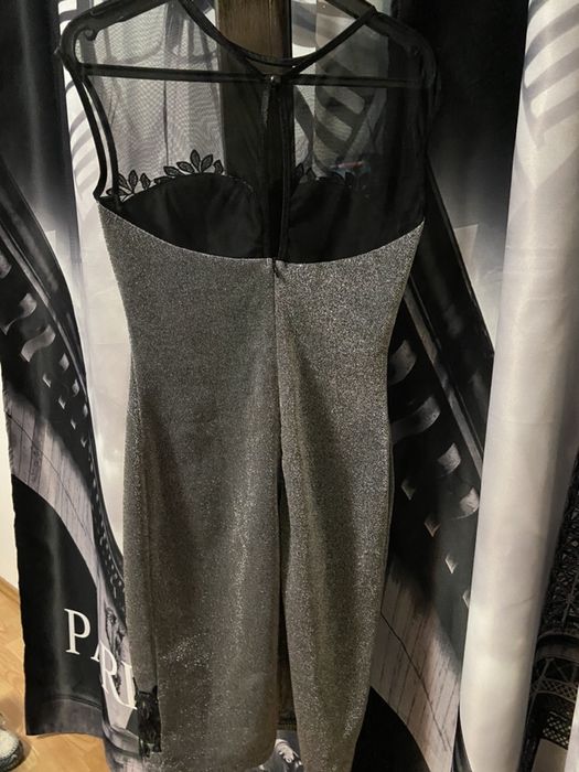 Rochie argintie cu sclipici