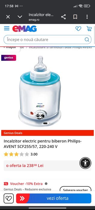 Incalzitor electric pentru biberon Philips-AVENT SCF255/57, 220-240 V