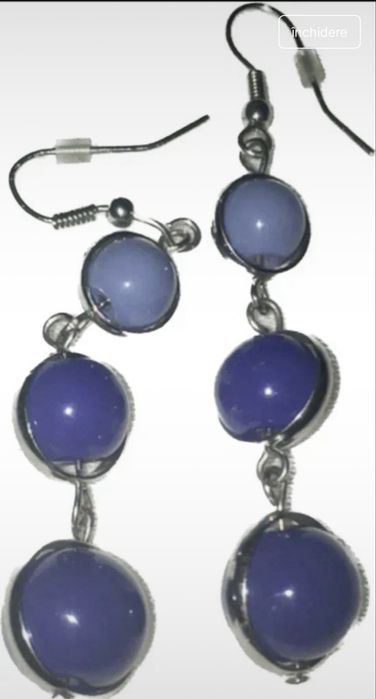 Cercei lungi, compuse din 3 sfere albastre