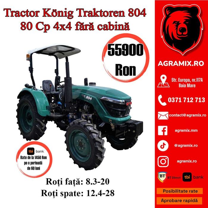 Tractor Konig Traktoren nou 4x4 cu semicabina 80 Cp  Agramix