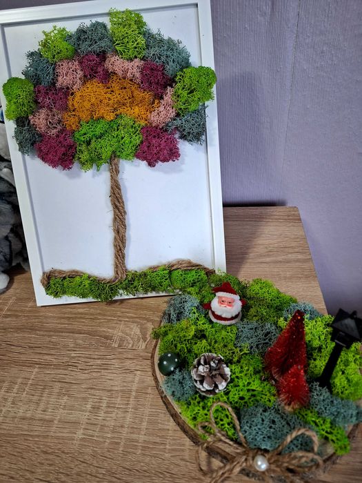 Изработка със скандинавски мъх /картини/ часовници