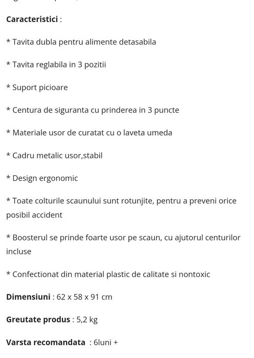 Scaun de masa bebelusi