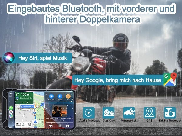 Мото навигация и видеорегистратор с Apple car play и Android Auto
