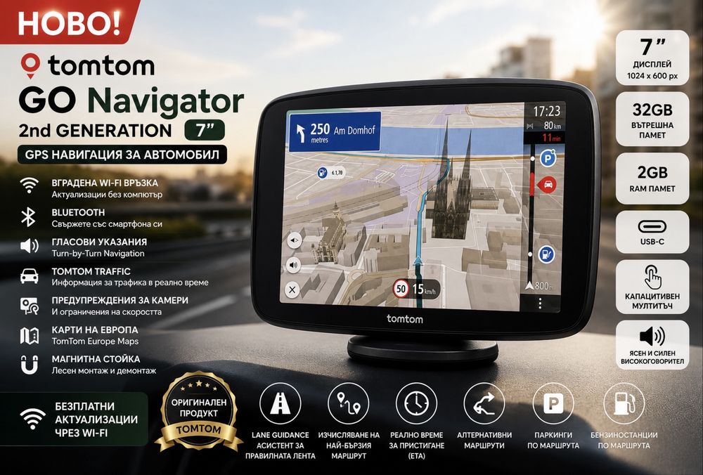 НОВО!!! GPS навигация за автомобил TomTom GO Navigator 2nd Generation (7”)