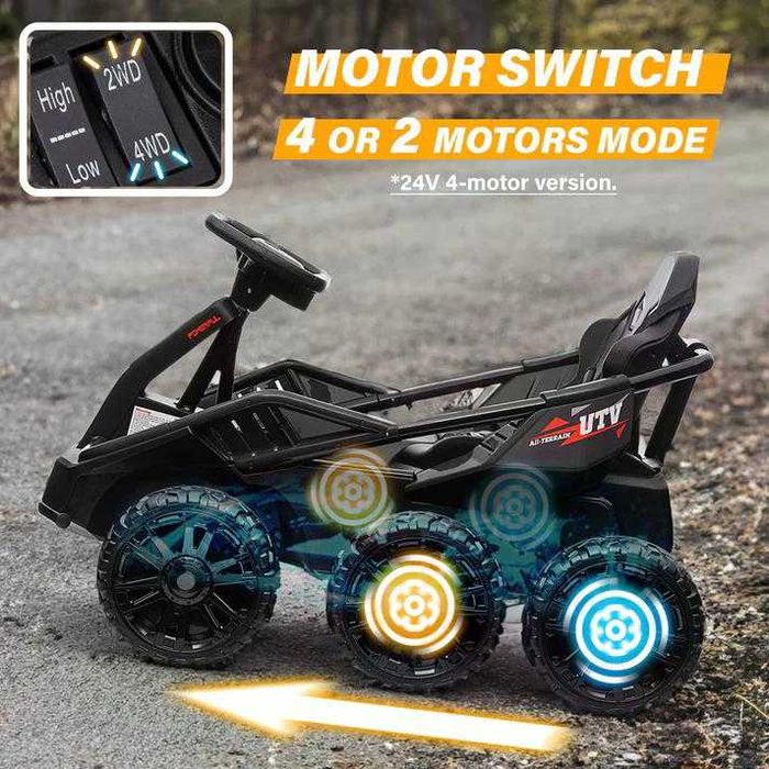 UTV electric pt 2 copii Kinderauto BJSX2319 6x6 300W 24V Black