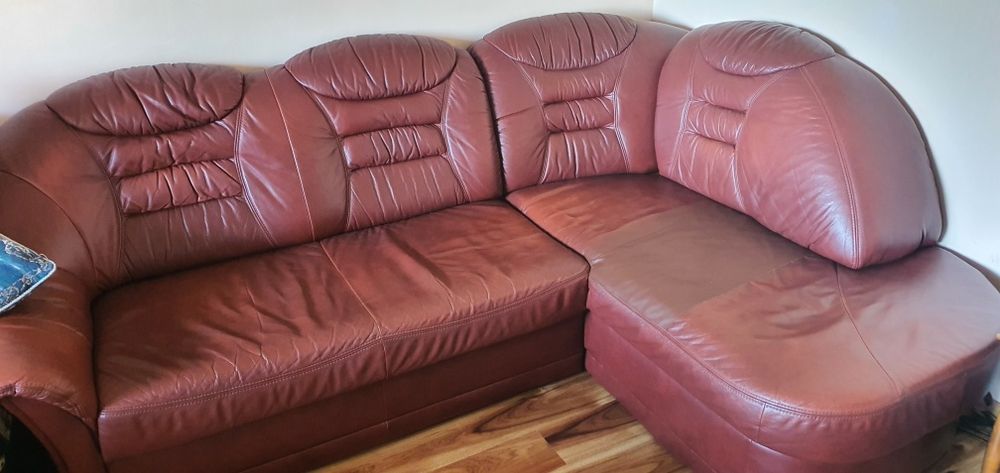 Кожен Ъглов Диван