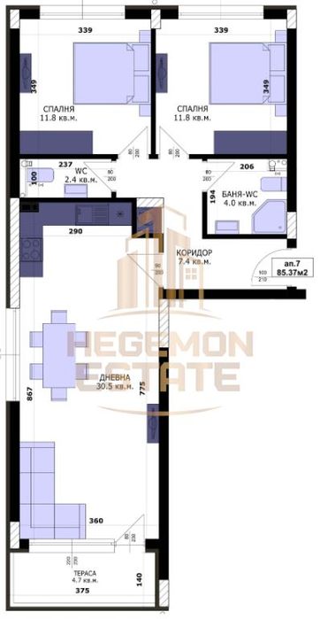 Продава се Тристаен апартамент в Варна, Кайсиева градина - 97 кв.м за 1330 €/кв.м - Снимка #1