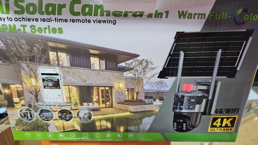 T21 Соларна камера за наблюдение с WIFI, PTZ с 4 обектива, Zoom, V380P