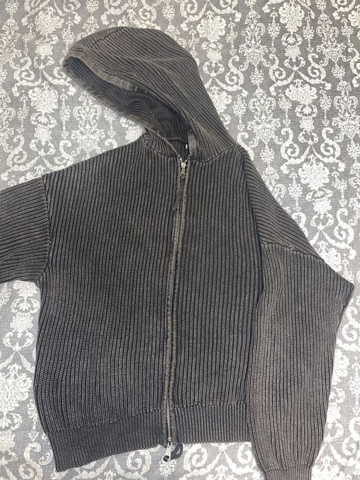 Y2k Дамски плетен oversize пуловер с цип и качулка