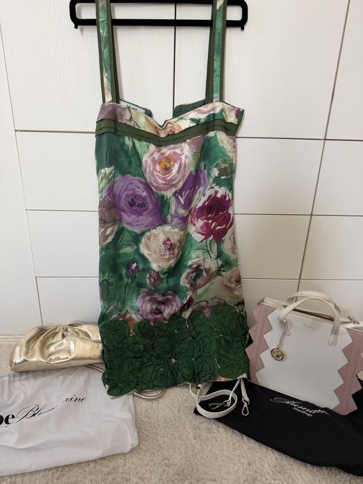 Лот Blumarine! Рокля с апликации, розова тениска, размер XS