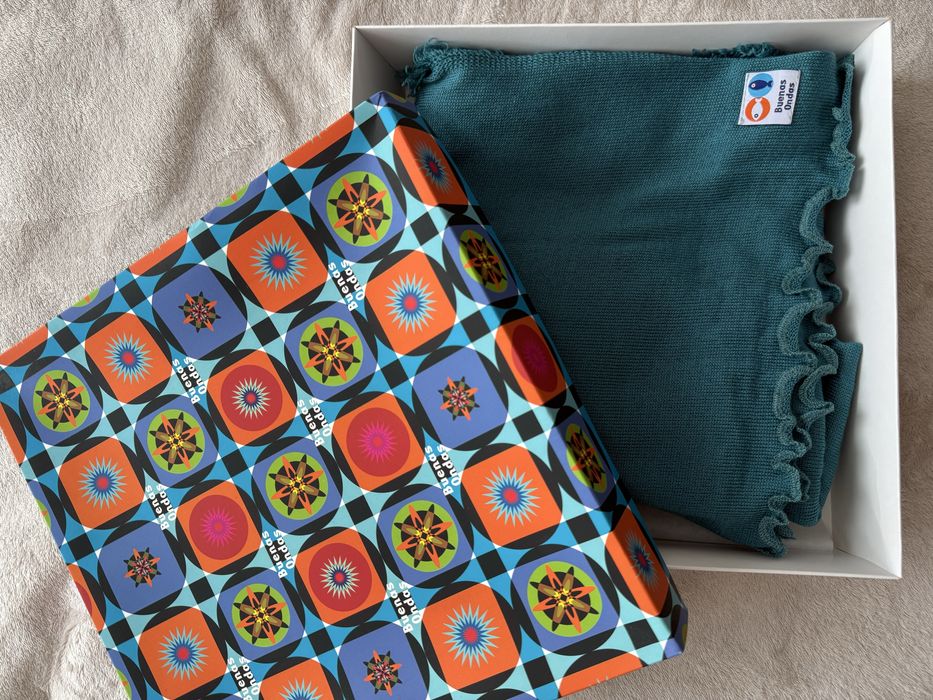 Шал от мерино, цвят тюркоаз