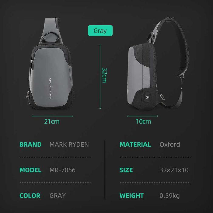 Сумка через плечо MR7056, рюкзак с одной лямкой Бренд: MARK RYDEN