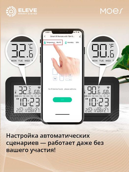 Умный ИК-пульт дисплеем Moes Wi-Fi | WR-TY-THR-BK-MS