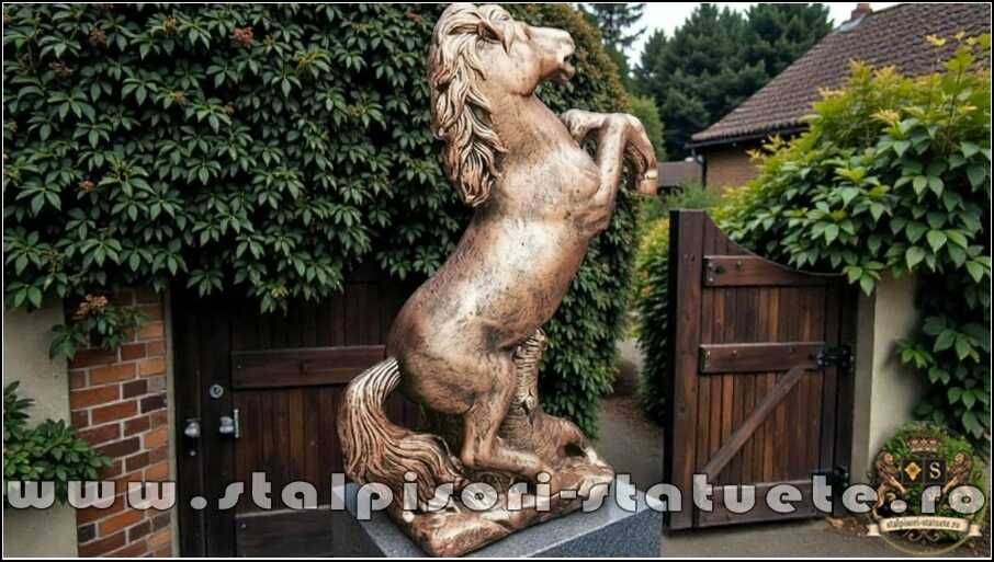 Statuetă căluț mare, arămiu patinat, model S37.