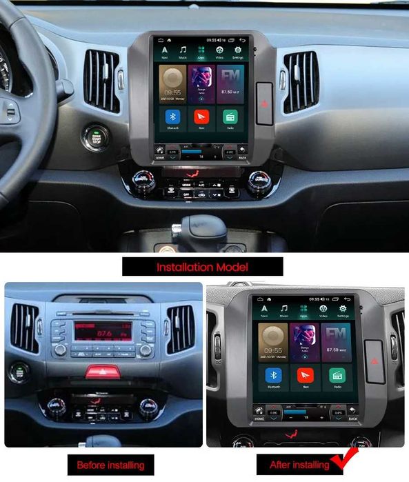 Navigatie Android TESLA Kia Sportage 2010 2016 1/6 Gb Ram Waze CarPlay