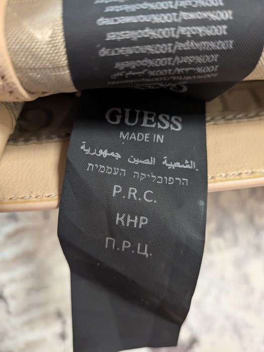 Geantă de umăr bej Guess Luxe originală piele cu lanț