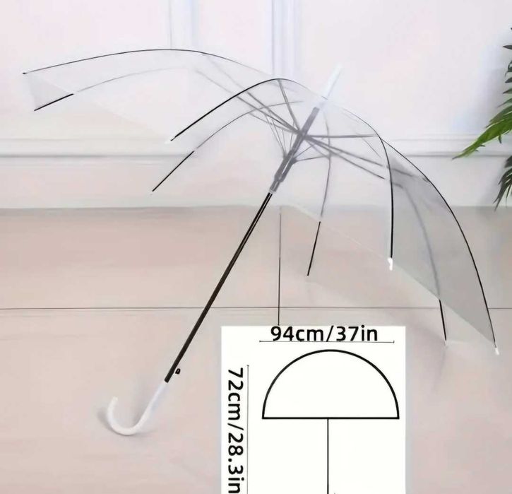 Прозрачен Сватбен чадър за дъжд или фотосесия