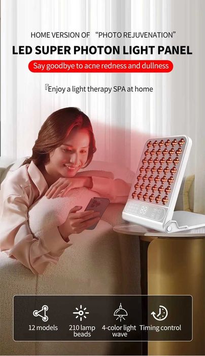 Продавам чисто нов безжичен LED фототерапевтичен панел за светлинна терапия на лице и тяло.