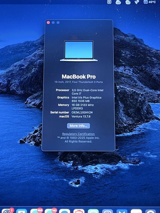 CTO 13.3' Core i7 Apple MacBook Pro 2017 TouchBar 16GB RAM/256GB/