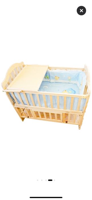 Patut bebe 5 în 1, lemn natur, saltea inclusa