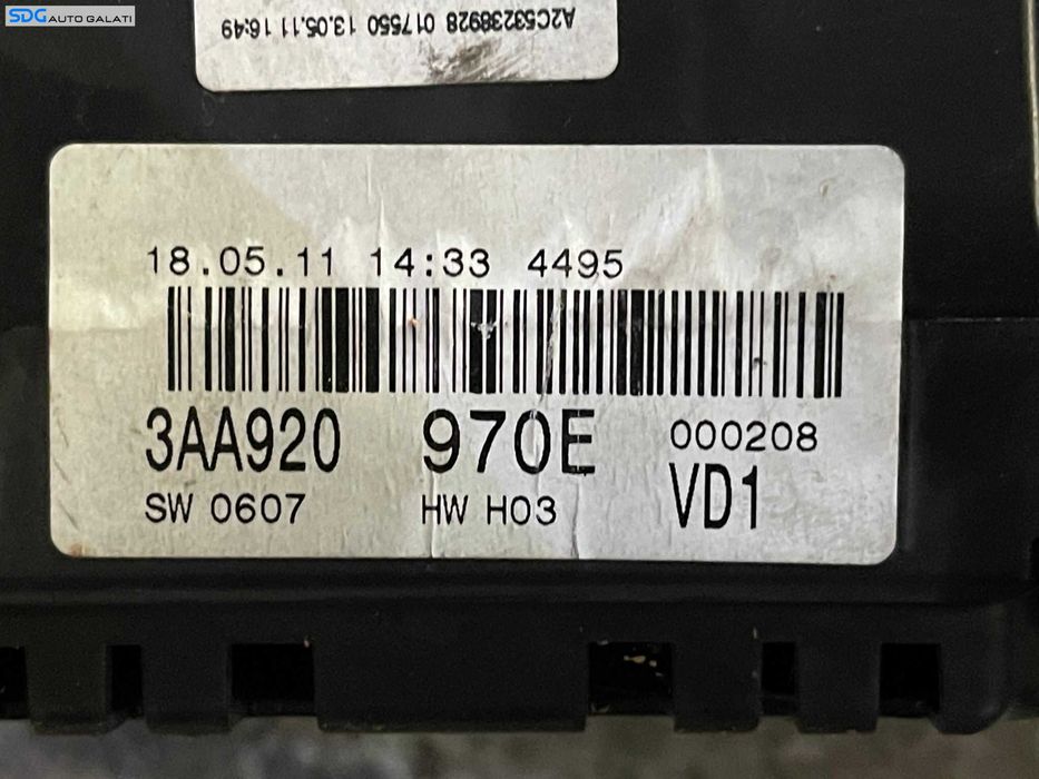 Ceas Ceasuri Cluster Instrumente Bord Volkswagen Passat B7 2.0 TDI 2010 - 2015 Cod 3AA920970E [2713]