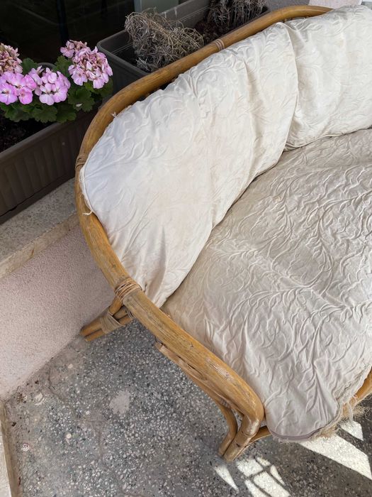 Ратанов комплект градински мебели - диван и кресла