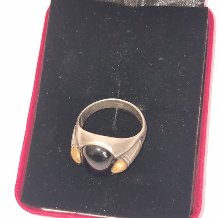 Inel argint 925 cu onyx natural, 11.64 g, marime 12