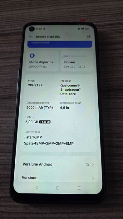 Oppo a74 5g CPH2197, nu merge amprenta