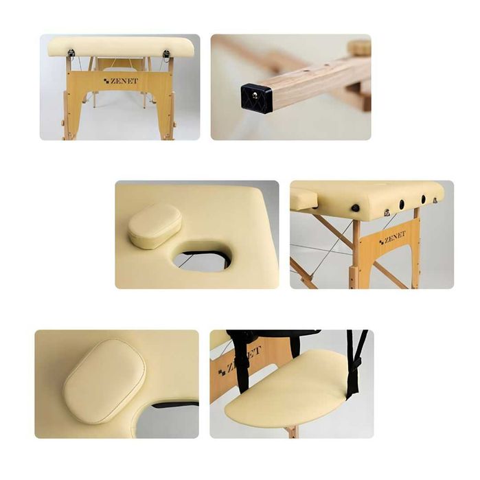 Преносима масажна кушетка Zenet ZET-1042 размер S, Дървена, кремава