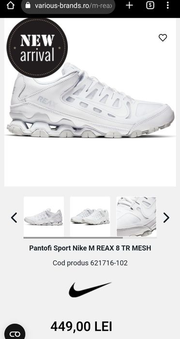Adidasi Nike Reax 8 42,5, originali, noi