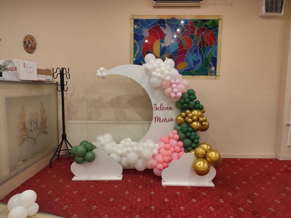 Decor foto botez din baloane - semiluna