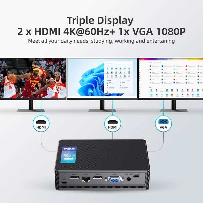 Mini PC Industrial Mele Quieter HD3Q F5E Intel Celeron N5105 2Ghz 16GB Ram DDR4 2933 512GB SSD M2 FullBox