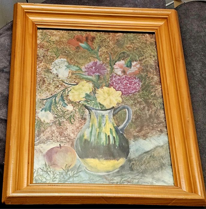 Tablou pictură originală – natură statică florală, semnat Petrescu Pan