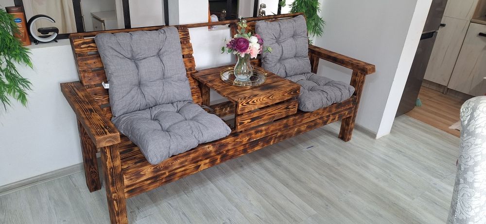 Sezlong dublu cu masuta din lemn