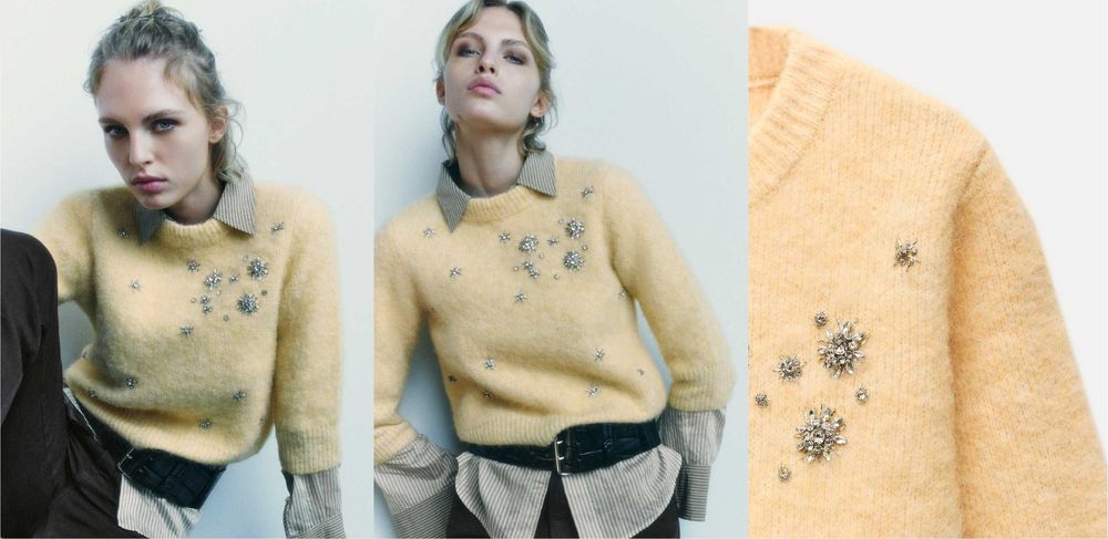 Пуловери с камъчета и вълна на Zara, S/M