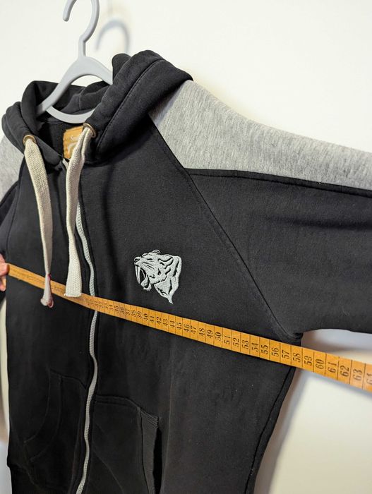 Hanorac Smilodox L, negru, logo mare, fitness, streetwear premium