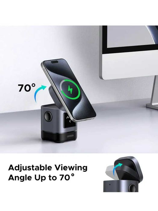 Беспроводная зарядка UGREEN 2 в 1 MagSafe 20W магнитная