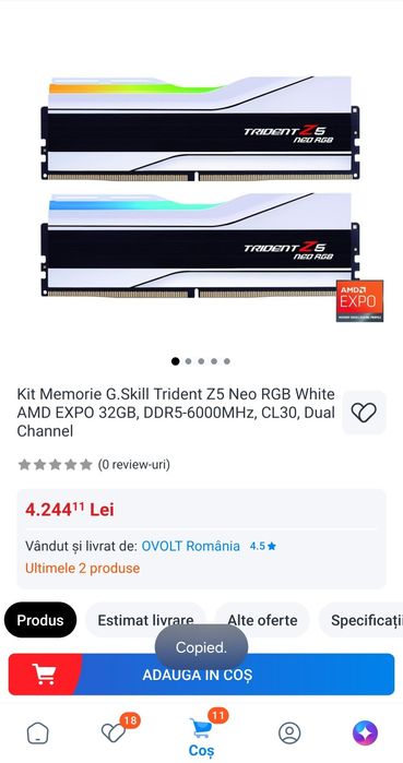 DDR5 32GB G.SKILL Trident z5 6000Mhz