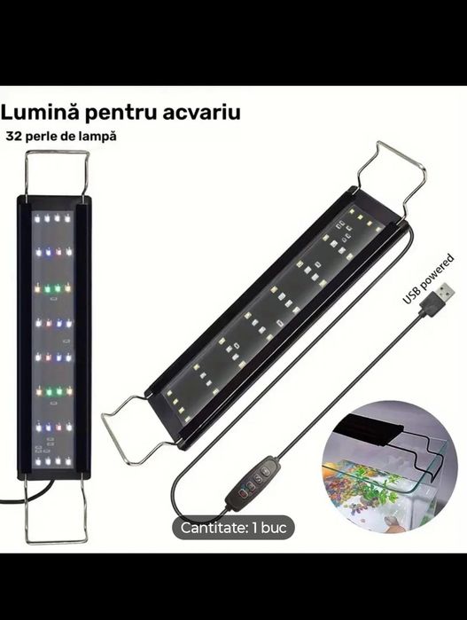 Lampă acvariu 32 leduri colorate