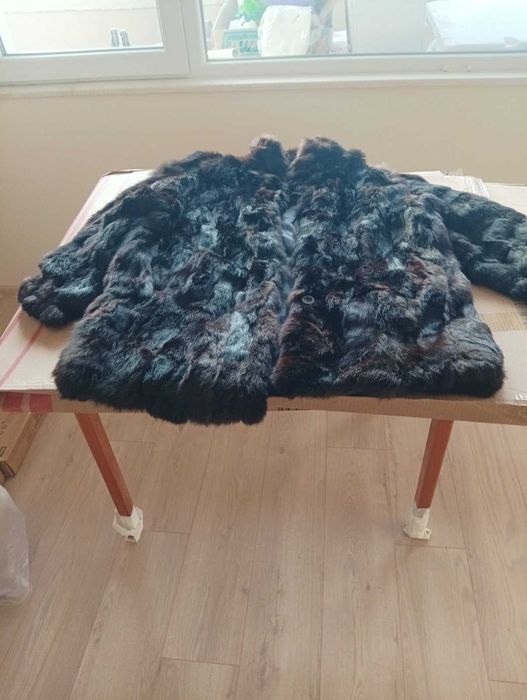 Кожено палто с косъм