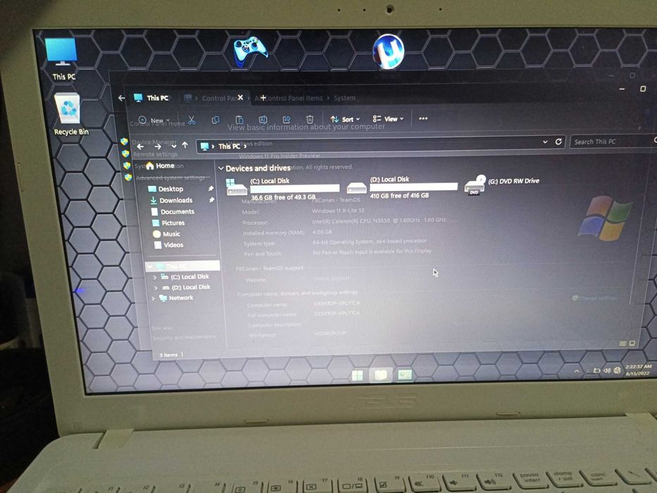 Laptop Asus Intel celeron 4G rami de 512G